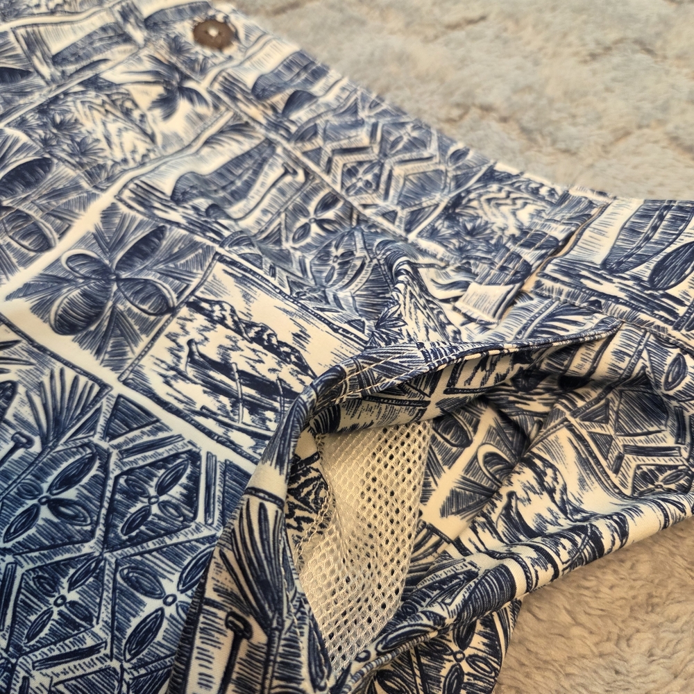 Mens FAVANT Hawaiian Shorts Size 34 White blue Surfer - Picture 7 of 7